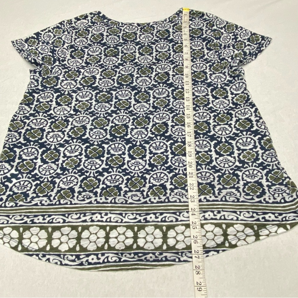 Lucky Brand Short Sleeve 1X Pullover Top Cotton Blend Comfy Casual V Neck Flowy - Picture 10 of 12